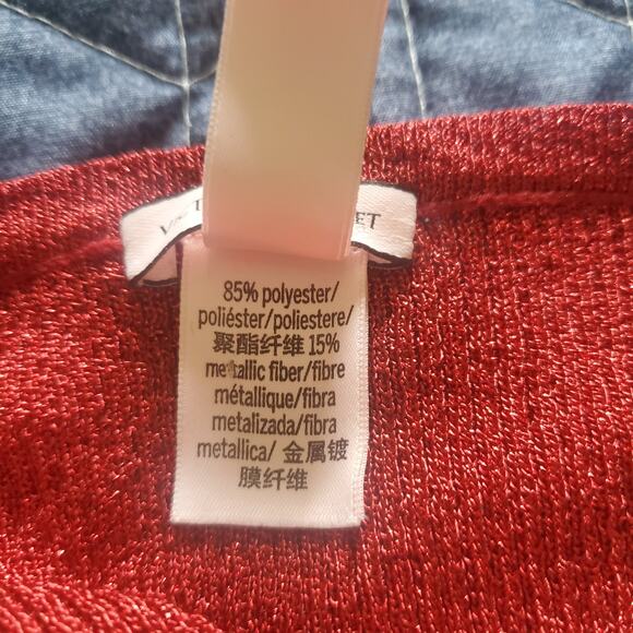 Victoria's Secret Size S Red Metallic Bodysuit Snaps Deep V Neck Club Party - Picture 8 of 11